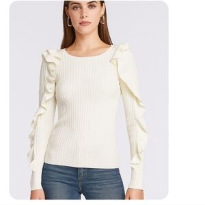 Express Ruffle Sleeve Ribbed Top, size small